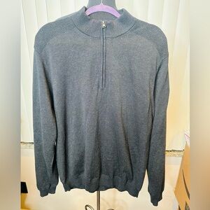 Greg Norman Collection Black Heather Lined Cotton 1/4 Zip Wind Sweater Size L